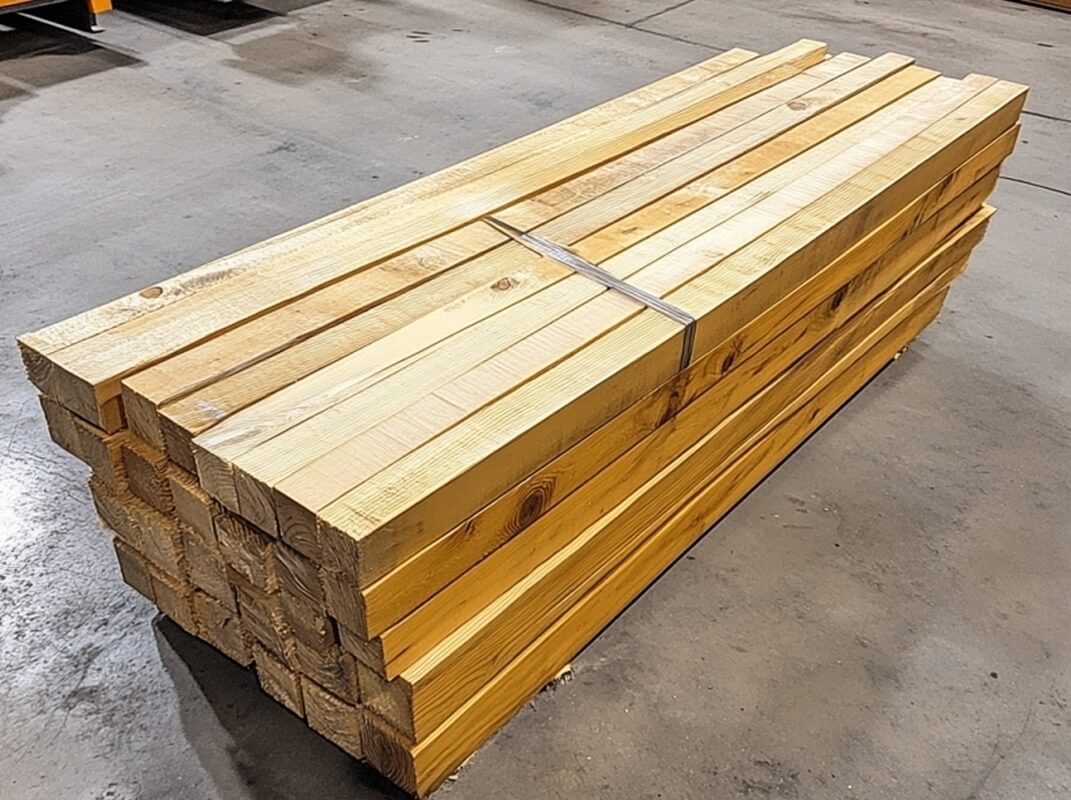 Drewno na pergolę: słupy 90×90–100×100 mm, belki 45×145–80×160, krokwie 45×70–45×120; klasa C24/BSH, wilg. 16–18%.